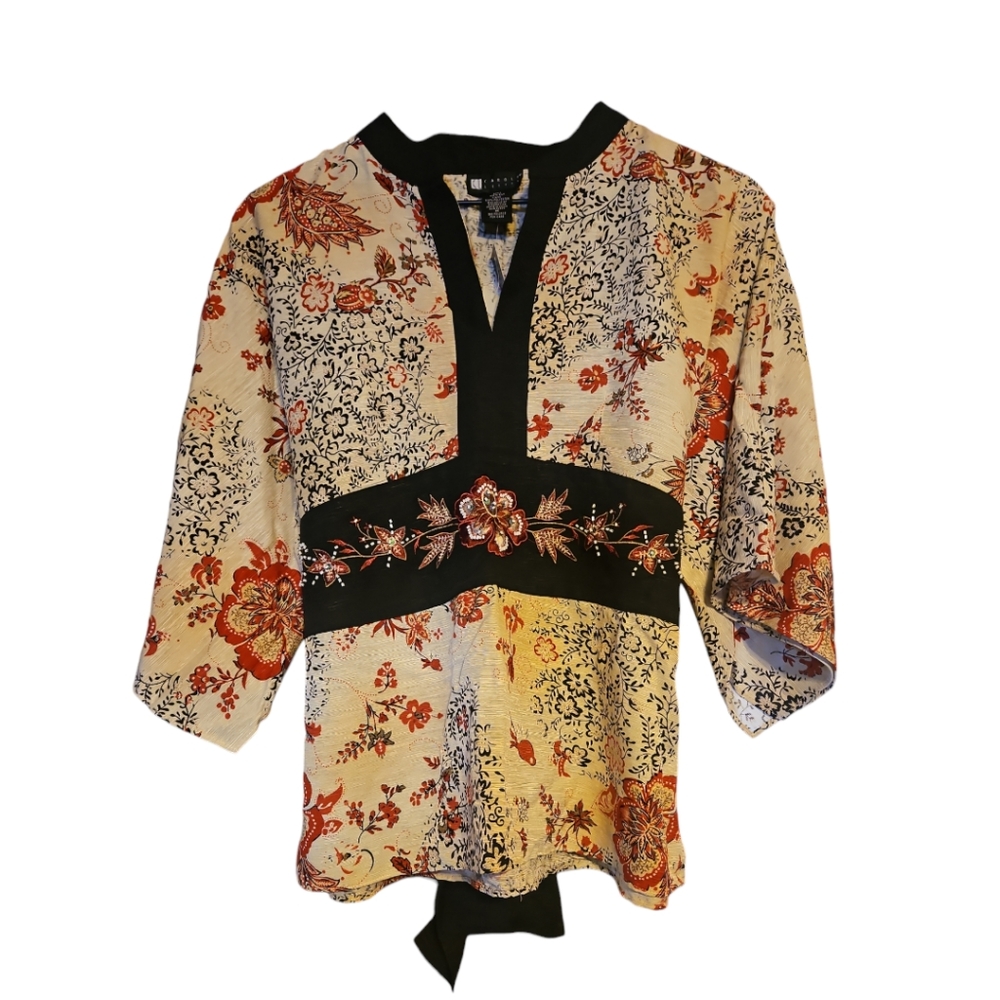 NWT Carole Little Blouse Size M 100% Silk Lining